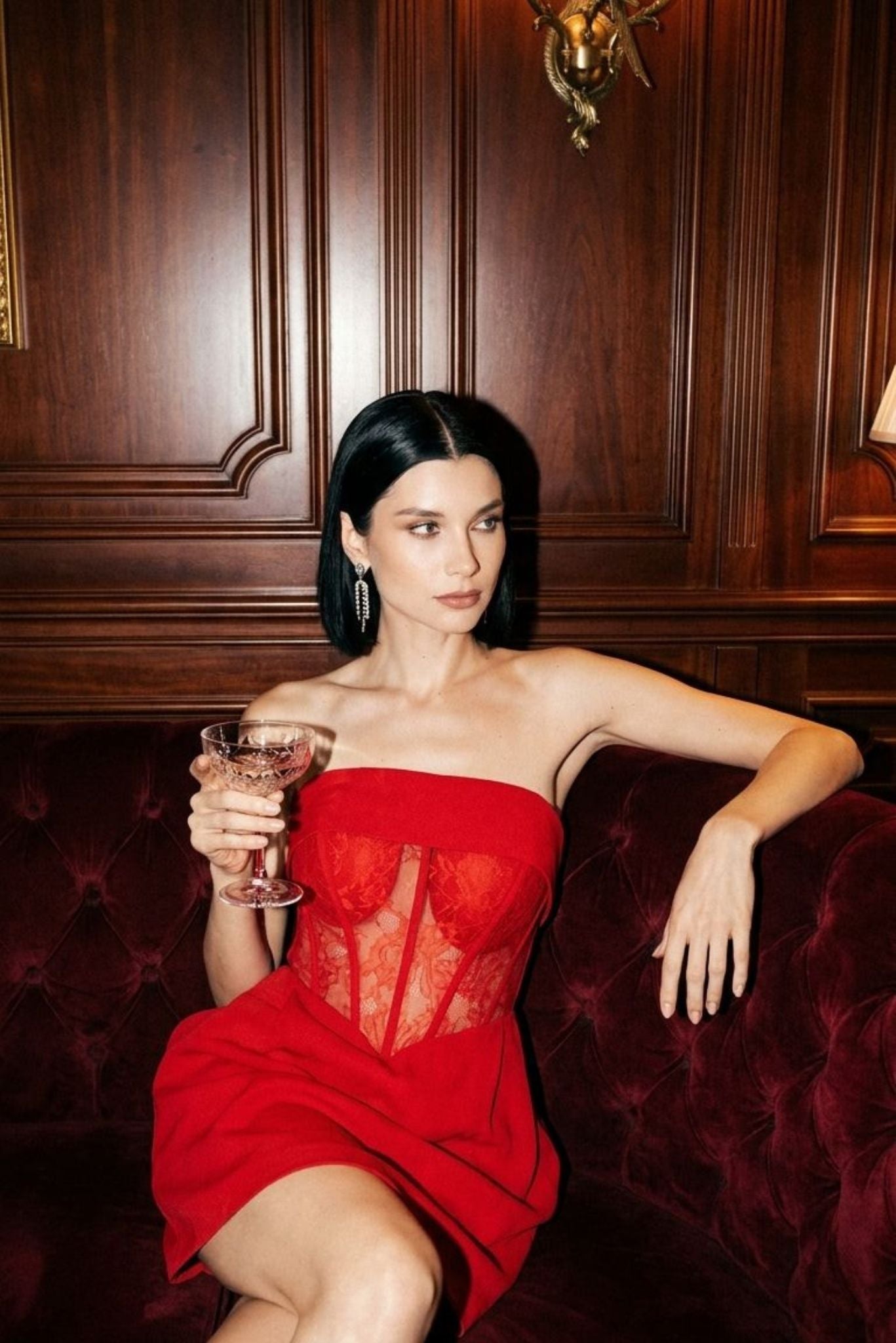 Daisy Strapless Lace Corset Dress Red Evening Dress Sexy and Sophisticated Timeless