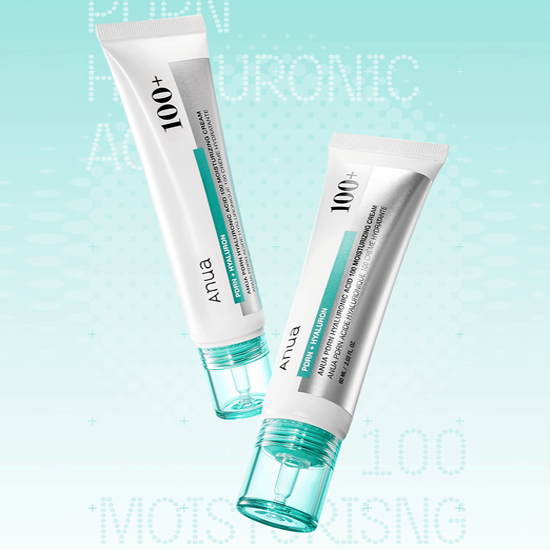 Two hyaluronic acid moisturizing cream tubes with white bodies and teal caps