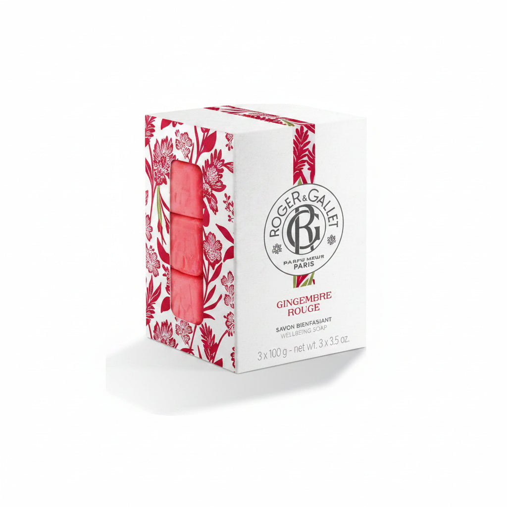 Roger & Gallet Red Ginger Wellbeing Soaps Box of 3x3.5 oz