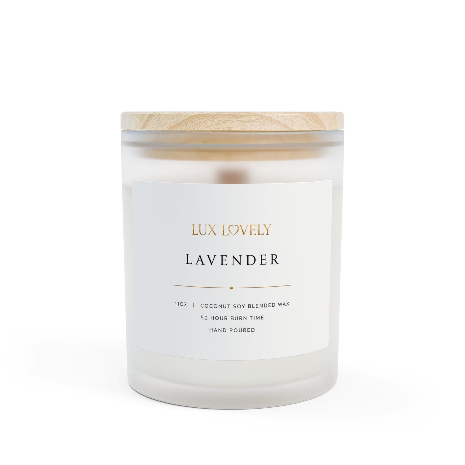 Lux Lovely Lavender Frosted Glass Candle — Scented Soy Candle 11oz