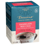 Roasted herbal tea box, teal carton with red label and '3x more herbs' badge.