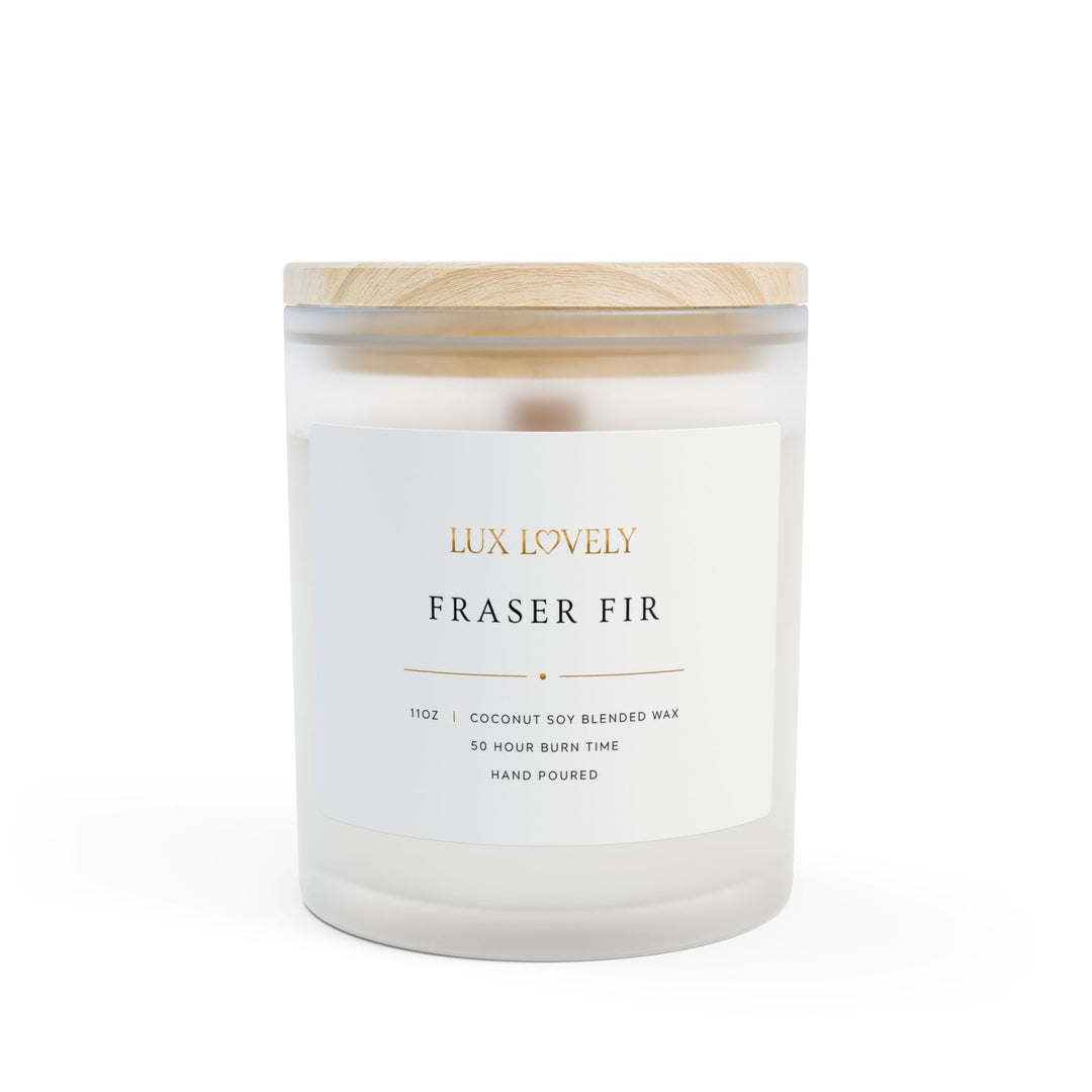 Lux Lovely Fraser Fir Frosted Glass Candle — Scented Candle 11oz