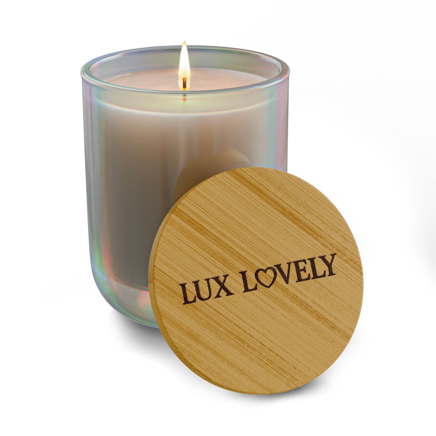 Lux Lovely Iridescent Opal Glass Soy Candle 14oz