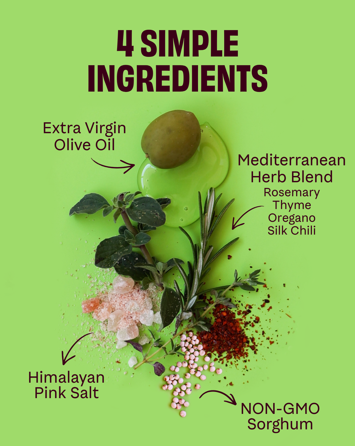 Mediterranean herb blend infographic with labeled ingredients like rosemary, thyme, oregano.