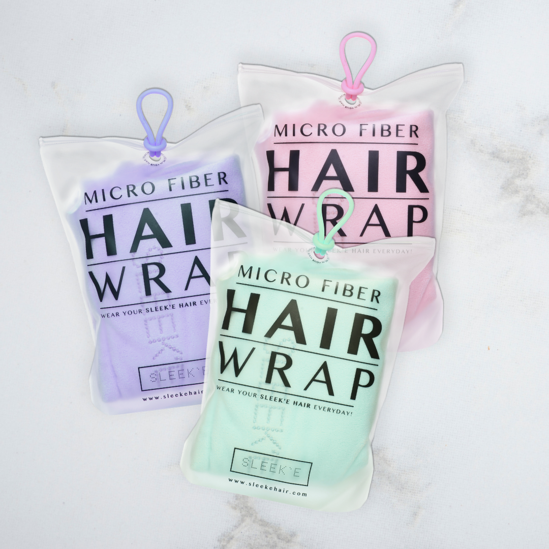 Three micro fiber hair wraps bundle: lavender, pink, and mint
