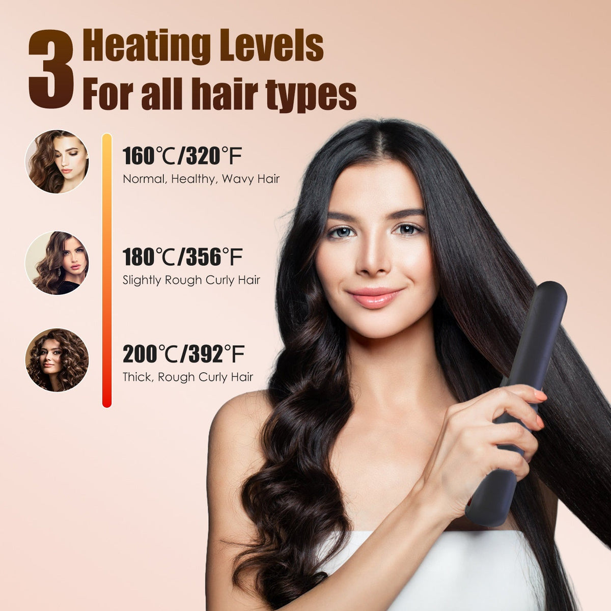 Cordless Hair Straightener Brush 2-in-1 Ceramic Flat Iron
