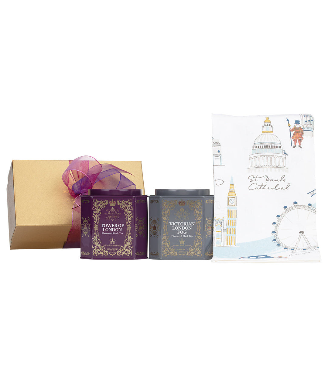 Printed sachet gift set with folded cards and wrapped sachets in gift box