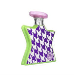 Bond No.9 Central Park West eau de parfum bottle, green with purple-white pattern, pink cap