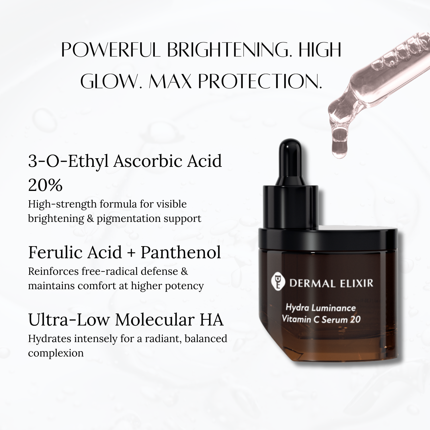 Dermal Elixir Hydra Luminance Vitamin C Serum 20 with Ferulic