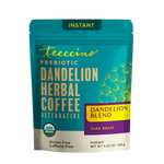 Teecchino prebiotic dandelion herbal coffee alternative, dark roast instant bag.