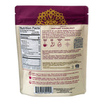 Hazelnut instant herbal coffee pouch back with nutrition facts and ingredient text