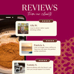 Customer review cards featuring the mocha instant herbal coffee pouch