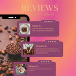 Miraculous Mushrooms Cacao+5 prebiotic coffee pouch with customer review cards