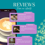 Reviews banner with three customer cards and star ratings