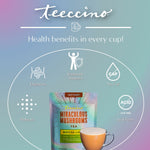 Instant herbal latte pouch with health benefit icons and cup