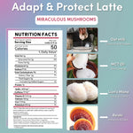 Instant herbal latte adapt & protect pouch with nutrition facts and ingredient callouts