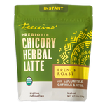 Green instant prebiotic chicory herbal latte pouch with French roast label