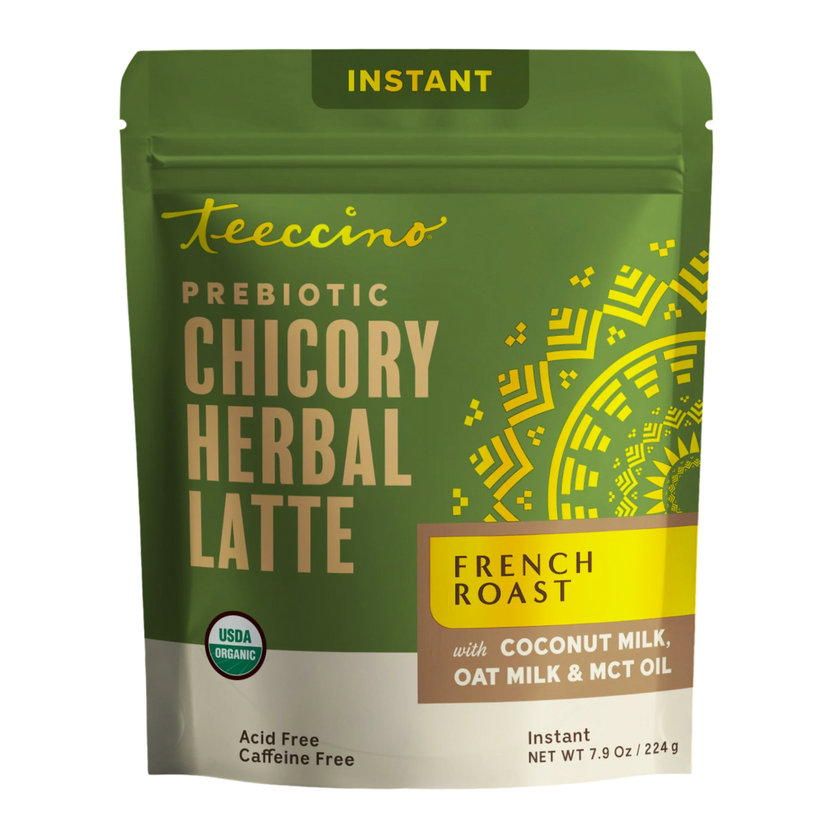 Instant herbal latte pouch, prebiotic chicory and French roast