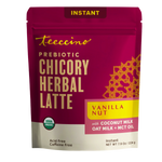 Instant herbal latte mix bag, Vanilla Nut flavor, prebiotic chicory, instant