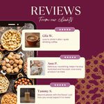 Chicory herbal latte mix pouch with reviews callouts and ingredient bowl graphics