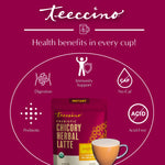Teecino instant hazelnut herbal latte pouch with cup