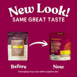 Two instant herbal latte pouches, including mocha labeled pouch, TEECCINO