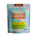 Iridescent Instant Miraculous Mushrooms Tea matcha latte pouch, front view