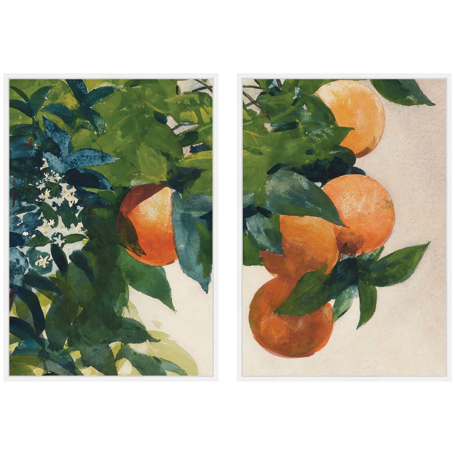 Oranges on a Branch 2 Piece Framed Canvas Wall Art Set by Nostalgia Prints