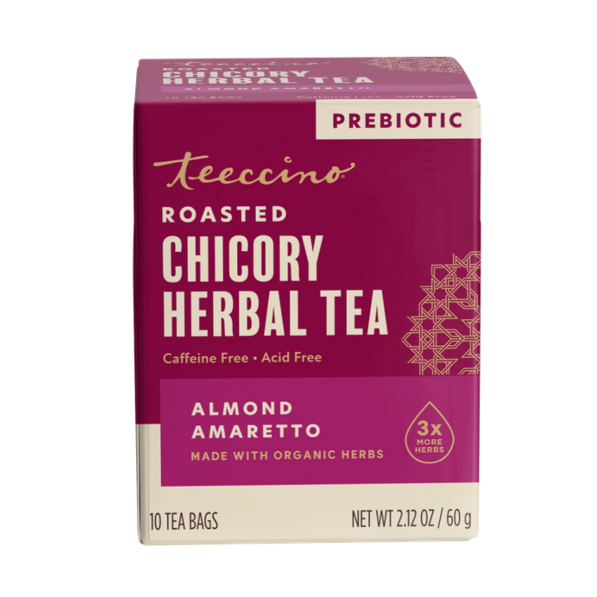 Almond amaretto roasted herbal tea box, prebiotic, 10 tea bags