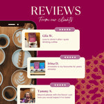 Teecino roasted chicory herbal tea customer reviews screen with rating stars and pack shots.