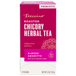 Teecino roasted chicory herbal tea box, almond amaretto, prebiotic, caffeine-free.