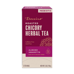 Box of Teeccino roasted chicory herbal tea, almond amaretto flavor, prebiotic
