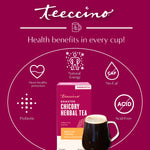 Teeccino English Toffee roasted herbal tea box with mug, acid-free