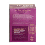 Roasted herbal tea box back panel with ingredients and nutrition text