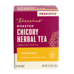 Teecino Roasted Chicory Herbal Tea box with hazelnut, prebiotic, 10 tea bags