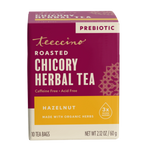 Prebiotic roasted chicory herbal tea box, hazelnut flavor, 10 tea bags