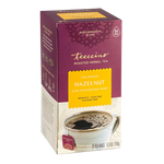 Roasted hazelnut herbal tea box with cup graphic and 3x more herbs badge