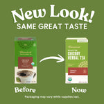 teeccino French roast boxed tea before and now comparison with arrow