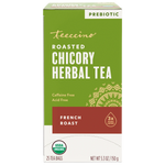 Teeccino prebiotic roasted chicory herbal tea box, French roast, 25 tea bags