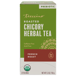 Roasted chicory herbal tea box, French roast; prebiotic, USDA Organic, 25 bags, caffeine-free