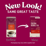 Pumpkin spice roasted herbal tea box packaging before-and-after comparison