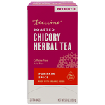 Prebiotic roasted chicory herbal tea box, pumpkin spice flavor, 25 tea bags