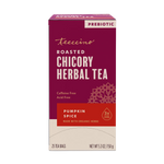 Prebiotic roasted chicory herbal tea box, pumpkin spice, 25 tea bags