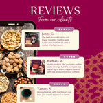 Customer reviews graphic featuring pumpkin spice herbal tea box with star ratings