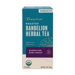 Teecino prebiotic roasted dandelion herbal tea box, dark roast, 25 tea bags, organic