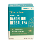 Teecino roasted dandelion herbal tea box, dandelion mocha mint, prebiotic, 10 tea bags