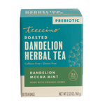 Roasted dandelion herbal tea box with mocha mint; 10 tea bags, prebiotic