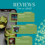 Teecino roasted dandelion herbal tea reviews graphic with tea bag product photos