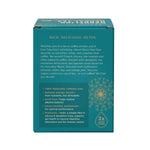Roasted herbal tea carton back panel with product details and 3x more herbs