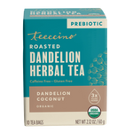 teeccino prebiotic roasted dandelion herbal tea box, dandelion coconut organic, 10 tea bags